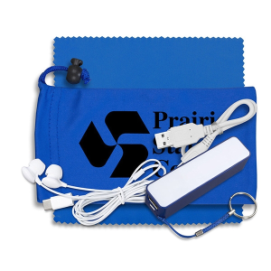 Mobile Tech Power Bank Accessory Kit with Earbuds in Pouch